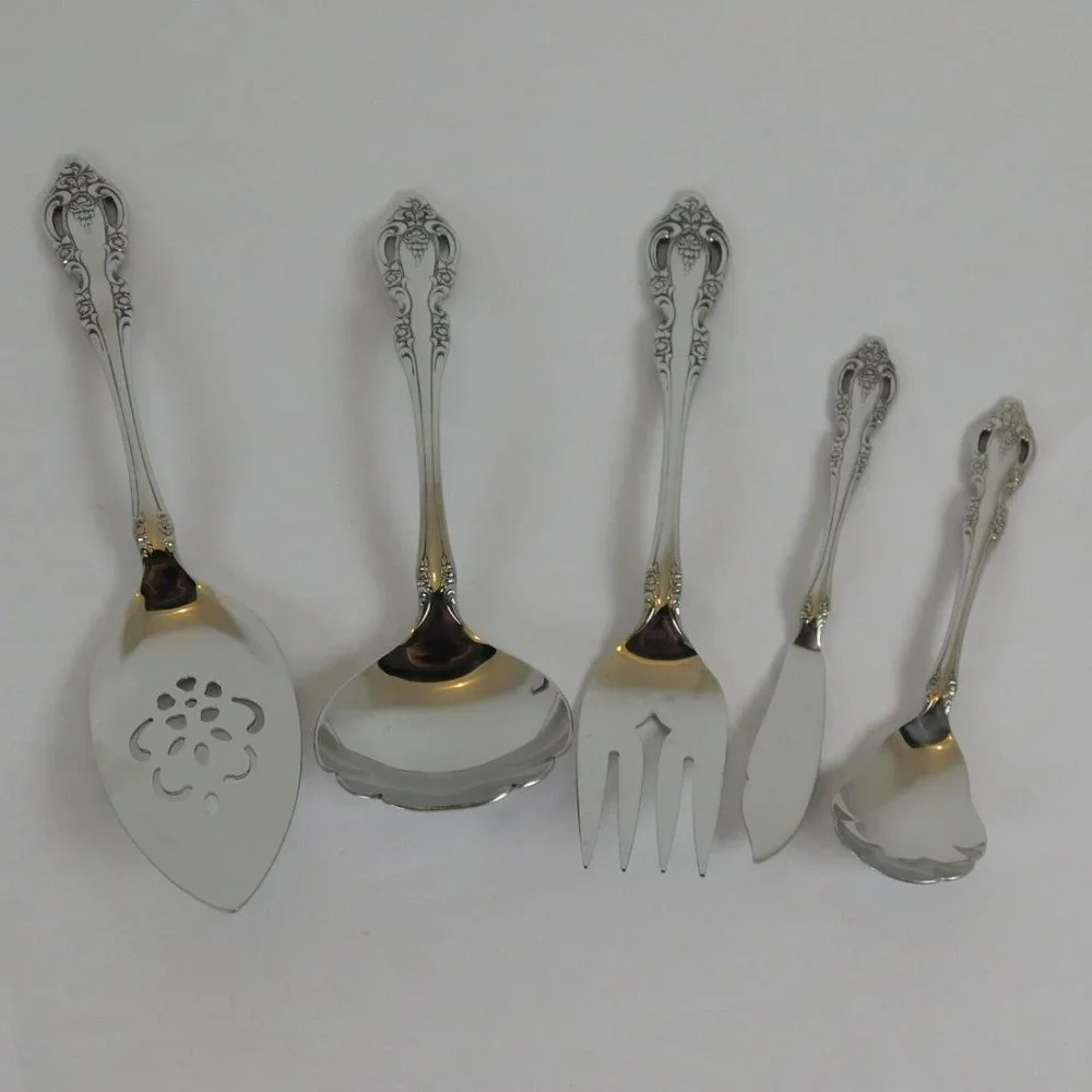 Oneida Brahms Community Stainless 5 Serving Pieces Pie Gravy Sugar Butter Fork